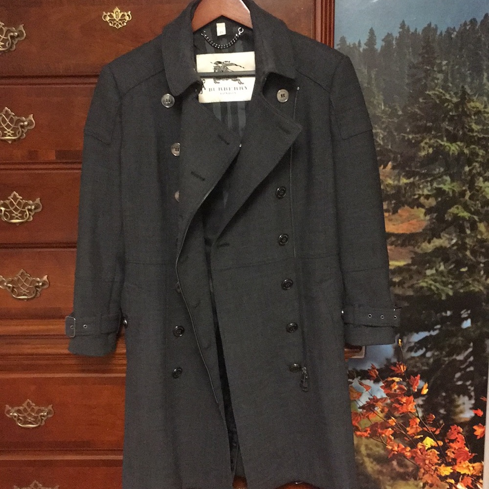 Dark grey Burberry trench coat
